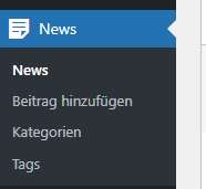 News-Untermenü mit „Beitrag hinzufügen